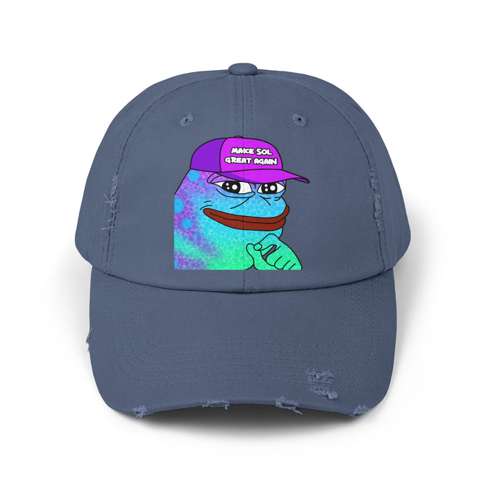 Pepe On Sol | Make Sol Great Again Unisex Distressed Cap