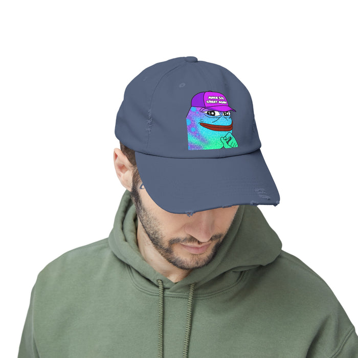 Pepe On Sol | Make Sol Great Again Unisex Distressed Cap