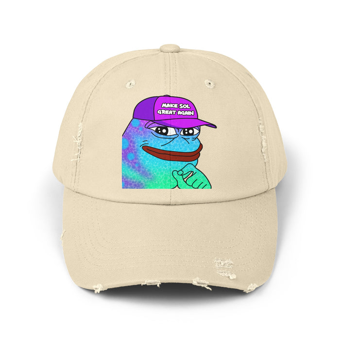 Pepe On Sol | Make Sol Great Again Unisex Distressed Cap