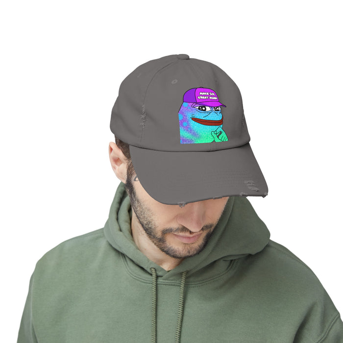 Pepe On Sol | Make Sol Great Again Unisex Distressed Cap