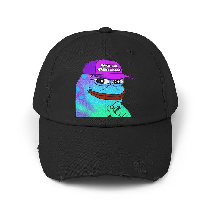 Pepe On Sol | Make Sol Great Again Unisex Distressed Cap