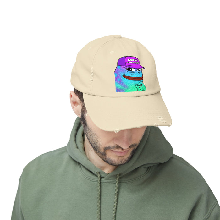 Pepe On Sol | Make Sol Great Again Unisex Distressed Cap